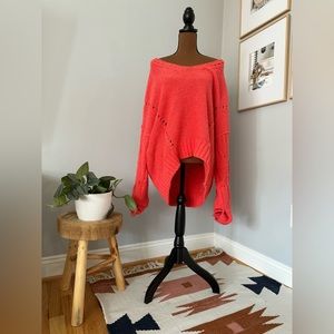 ANTHROPOLOGIE Pilcro Brand CUTE pink/coral oversized sweater size large like new